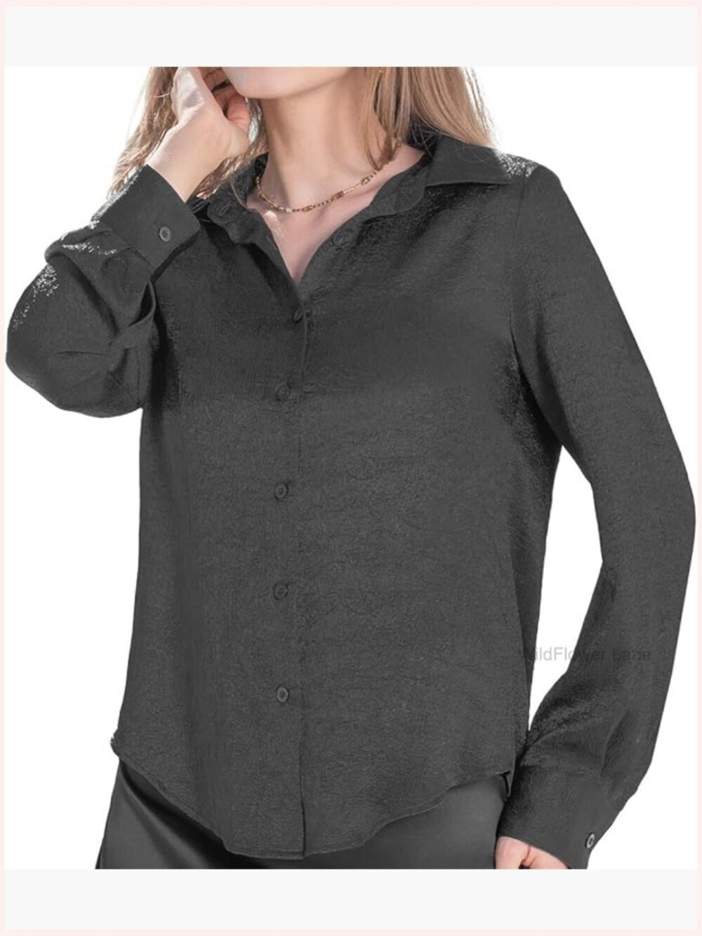 Long Sleeve Button Down Satin Blouse - Smooth Luxe Top